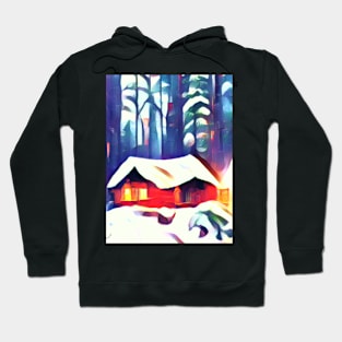 Snowy Cabin Scene Hoodie